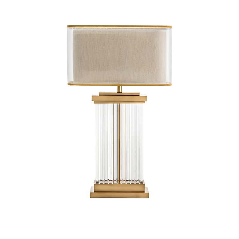 EPTL9004 Luxury Crystal and Metal Table Lamp | Modern Art Deco Desk Light with Fabric Shade for Bedroom and Living Room