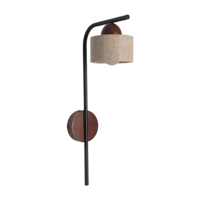 EP-ST031 Modern Stone Wall Lamp with Wood and Iron Nordic Minimalist Light for Bedroom, Living Room, Corridor