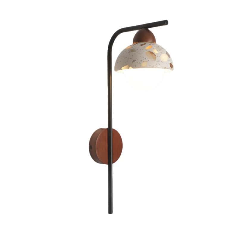 EP-ST032 Modern Terrazzo Wall Lamp with Wooden and Metal Frame Minimalist Decorative Sconce Light for Bedroom and Hallway