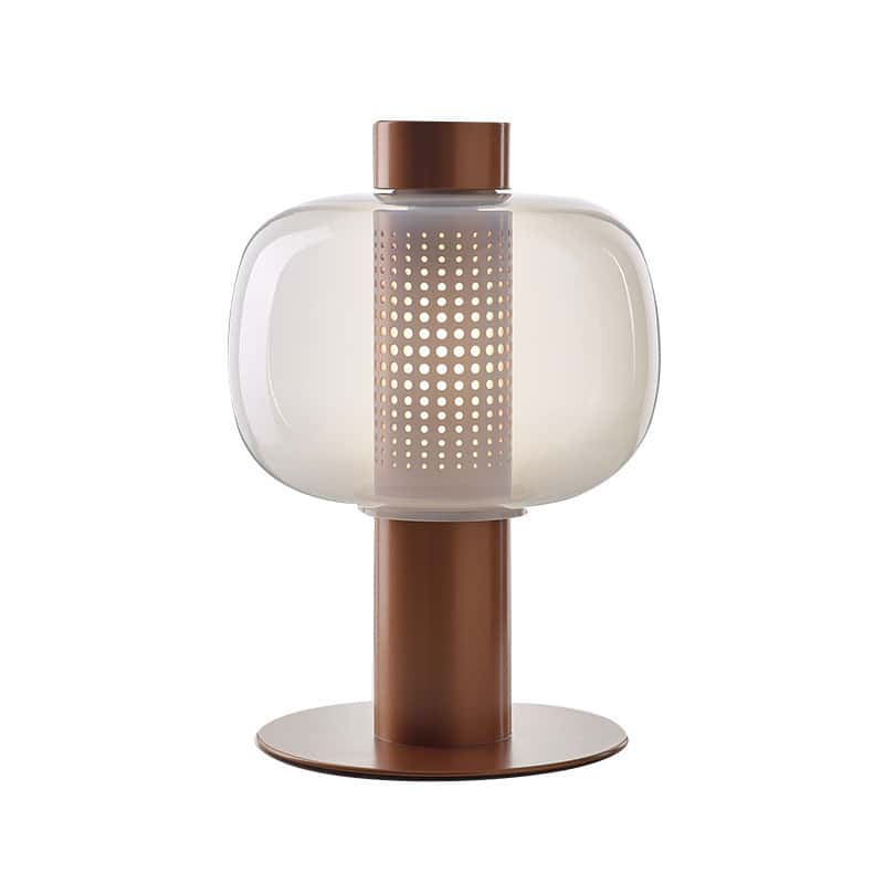 EPTL8098 Modern Nordic Glass Table Lamp with Perforated Metal Core Decorative Light in Multiple Colors for Living Room and Bedroom