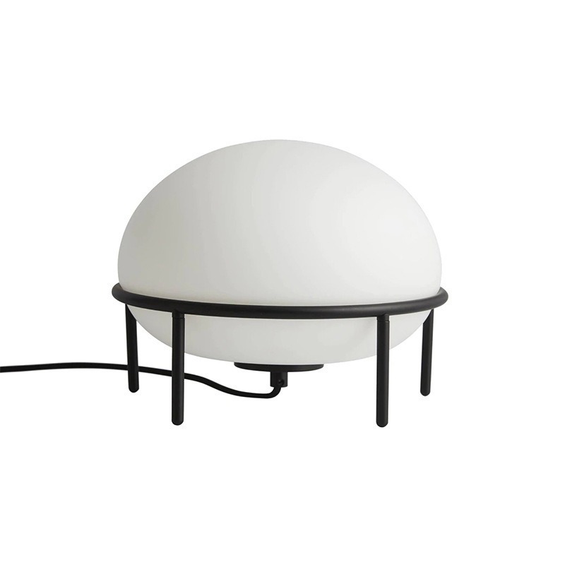 EPTL8128 Elegant White Frosted Glass Half Sphere Table Lamp with Metal Stand Cozy Bedside or Living Room Light