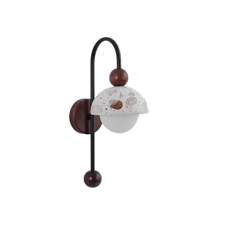 EP-ST039 Modern Terrazzo Wall Lamp with Wood and Iron Nordic Decorative Wall Sconce for Bedroom and Living Room