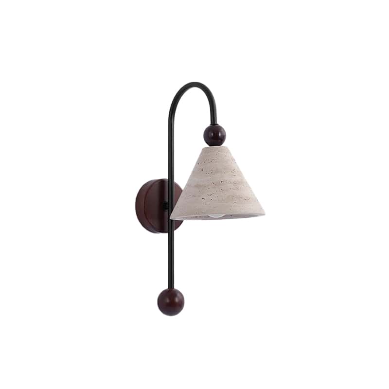 EP-ST040 Modern Travertine Cone Wall Lamp Nordic Natural Stone Wall Sconce with Wood and Iron