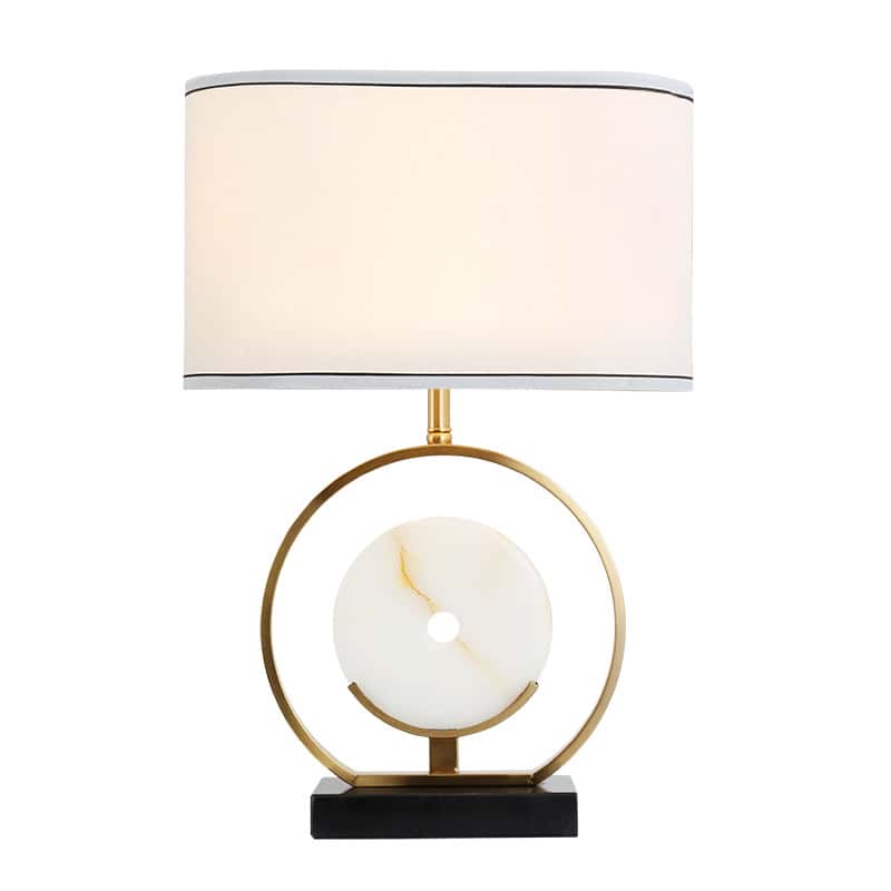 EPTL8463 Luxury Jade Table Lamp with Fabric Shade Modern Decorative Light for Living Room & Hotel