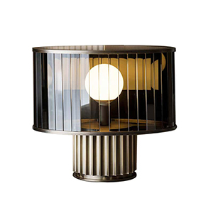 EPTL8494 Modern Luxury Ribbed Glass Table Lamp with Brass Metal Base Art Deco Decorative Bedside Light for Living Room and Bedroom