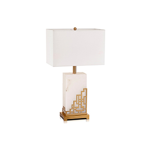 EPTL8471 Modern Marble and Iron Table Lamp with Fabric Shade Luxury Decorative Lighting for Bedroom & Living Room