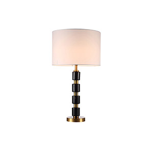 EPTL8465 Luxury Black Marble Table Lamp with Brass Base and Fabric Shade for Living Room & Bedroom