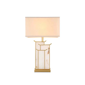 EPTL8458 Luxury Table Lamp with Brass Frame and Rectangular Fabric Shade for Living Rooms and Office