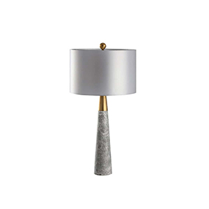 EPTL8457 Marble Cone Table Lamp with Grey Fabric Shade Elegant Modern Bedside Light