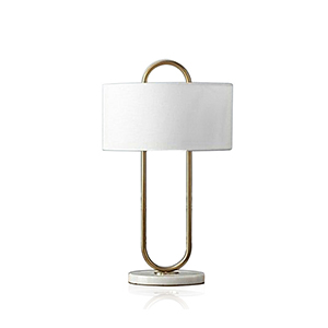 EPTL8424 Modern Minimalist U-Shaped Table Lamp with Fabric Drum Shade and Marble Base | E27 Desk Light for Bedroom, Living Room, Hotel