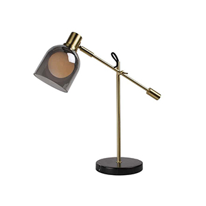 EPTL8433 Vintage Adjustable Table Lamp with Amber Glass Shade | Modern Industrial Desk Light with Marble Base