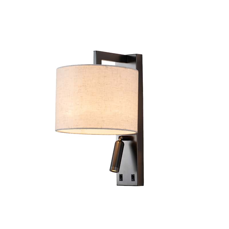 EPWL9028 Modern LED Aluminum Indoor Wall Sconce with Fabric Shade Adjustable Bedside Wall Lamp for Hotel Bedroom Reading