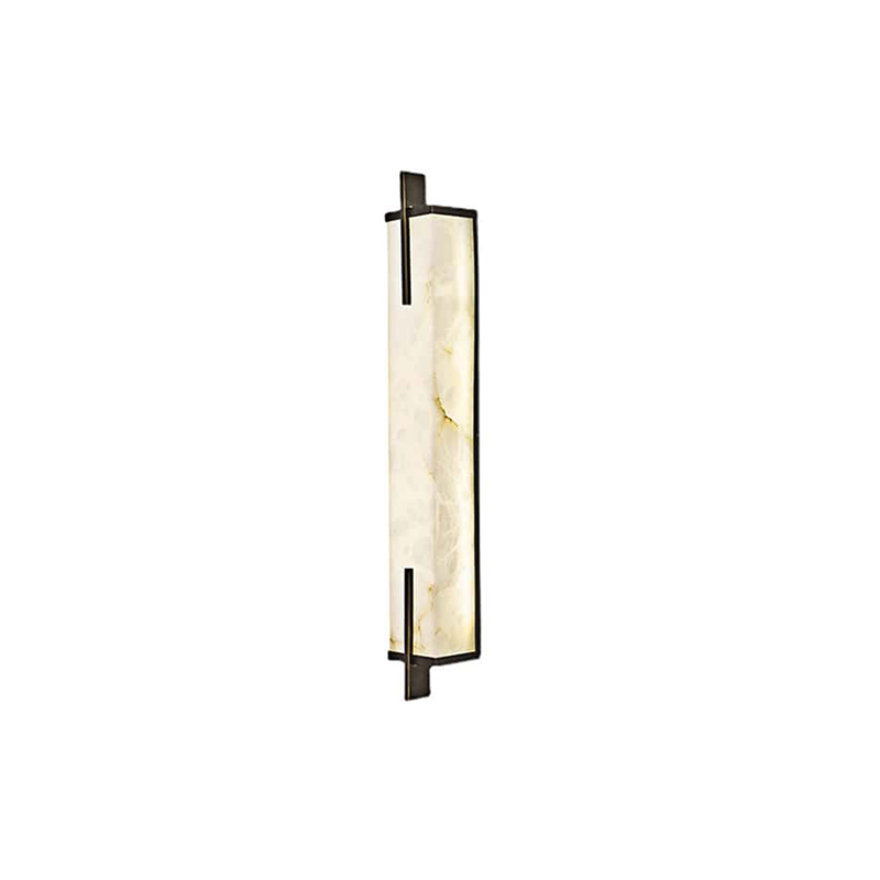 EPWL9029 Modern Black Metal and Alabaster Wall Lamp, Luxury Vertical Wall Sconce for Living Room, Corridor, Hotel