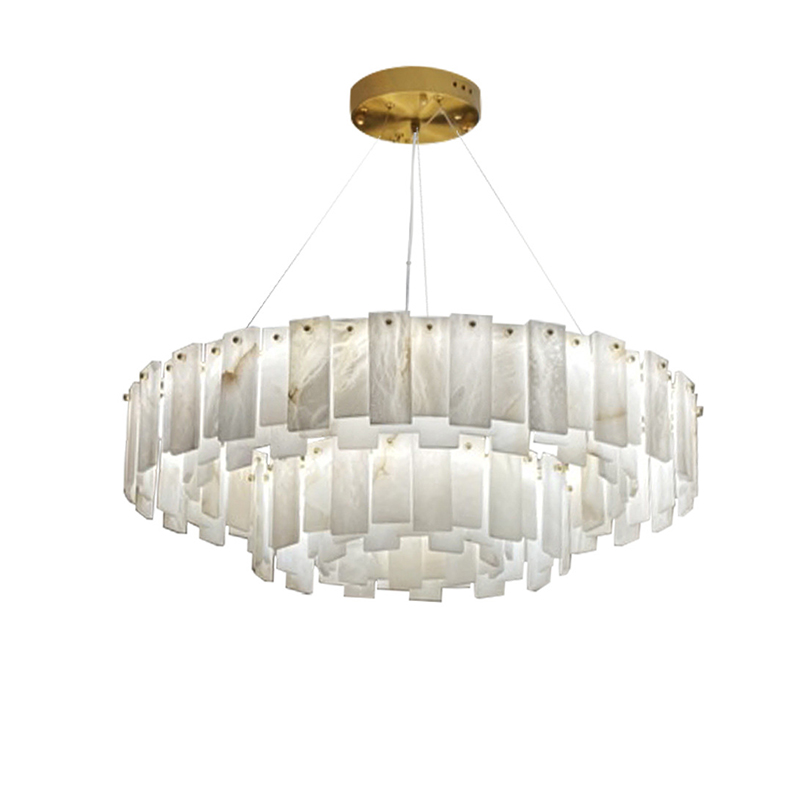 EPCL9032 Luxury Marble Linear Chandelier | Modern Natural Stone Pendant Light for Dining Room & Living Room