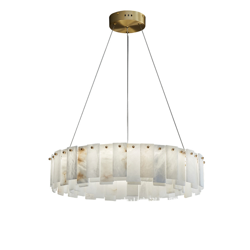 EPCL9031 Modern Marble Light Panels with Brass Accents | Elegant LED Ring Hanging Lamp for Villas, Hotels & High-End Interiors