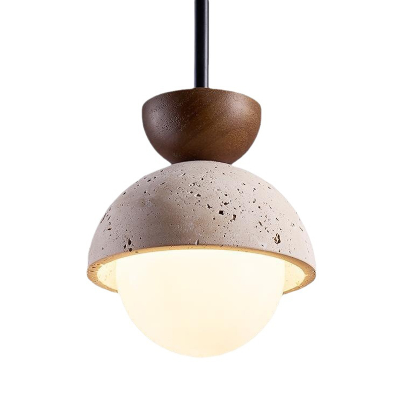 EPPL9067 Minimalist Retro LED Chandelier with Yellow Stone Semi-Circular Small Pendant Lamp for Villa Kitchen Island Dining Table Decor