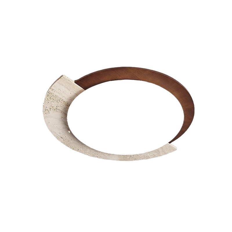 EPCL9068 Round Marble Ceiling Light | Stone and Wood Decorative Light | Soft Ambient Lighting Fixture