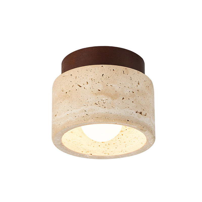 EPCL9069 Natural Stone Ceiling Light with Solid Wood Top | Modern Minimalist Surface Mounted Downlight for Living Room Bedroom Hallway