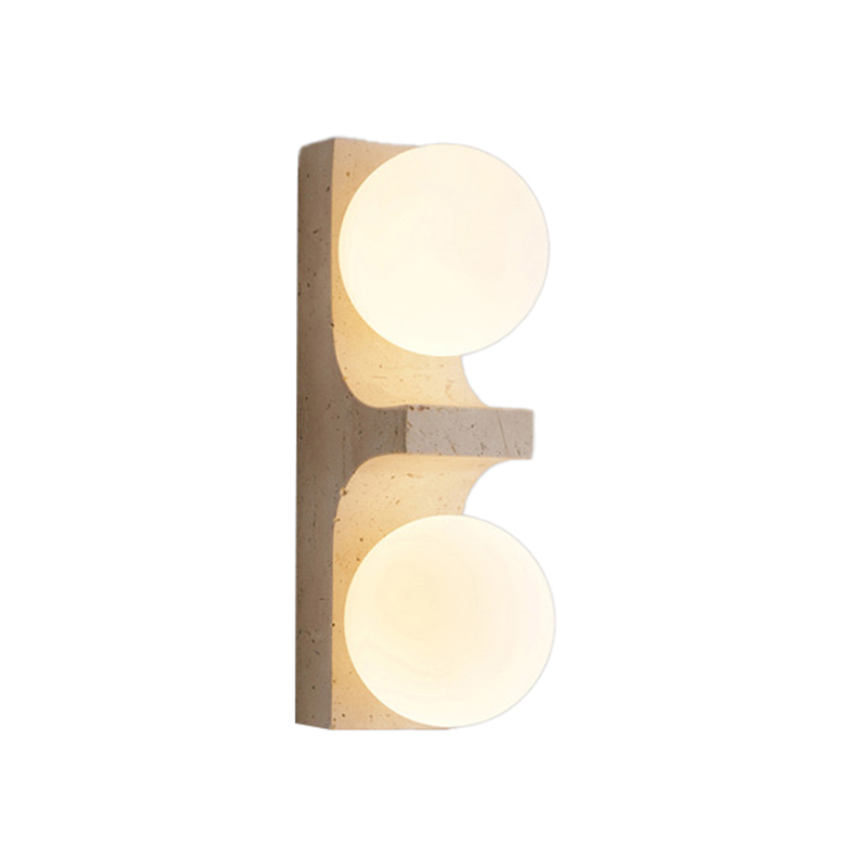 EPWL9080 Wabi-Sabi Double Globe E14 Wall Light Modern Stone Texture Dual Head Wall Sconce Minimalist Decorative Wall Lamp