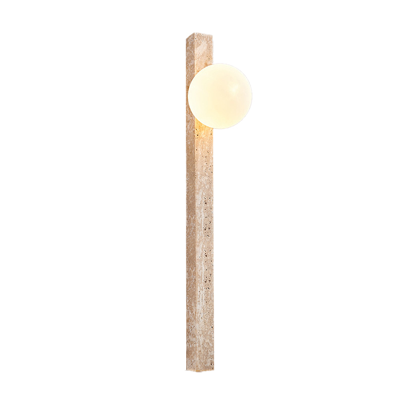 EPWL9092 Ultra Tall Minimalist Wall Lamp | Wabi-Sabi Vertical E14 Globe Light on Sculptural Stone Column | Zen Decorative Sconce
