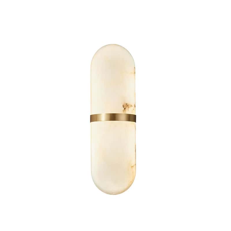 EPWL9105 Modern Metal and Alabaster Wall Lamp, Luxury Capsule Wall Sconce Lighting for Bedroom, Living Room, Hotel