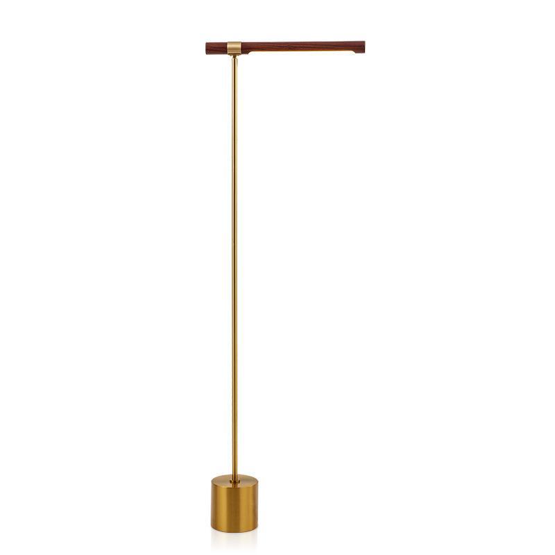 EPFL8288 Minimalist Gold Floor Lamp with Wooden Arm | Modern LED Standing Light for Living Room & Study