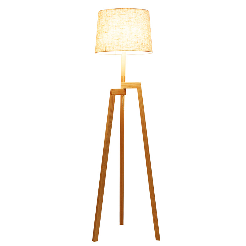 EPFL8002 Modern Minimalist Wooden Floor Lamp Natural Oak Finish with Fabric Lampshade for Cozy Interiors