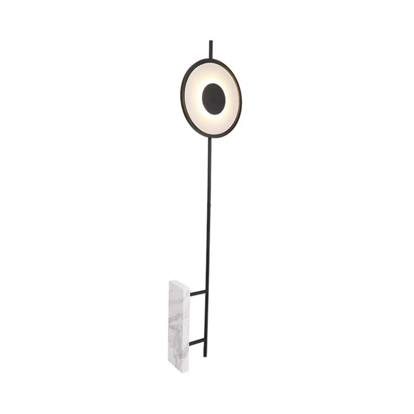 EPFL8046 Modern LED Floor Lamp with Marble Base and Black Iron Frame