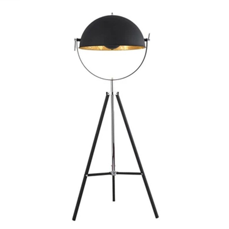EPFL8168 Industrial Tripod Floor Lamp with Black Inner Shade | Vintage LED Spotlight for Studio & Living Room