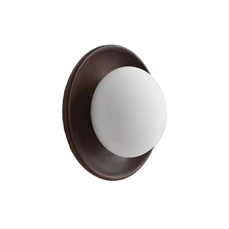 EPWL9131 Nordic Wooden Wall Lamp Glass Globe