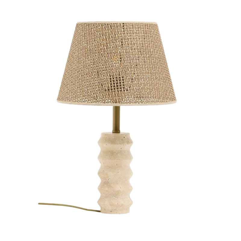EPTL9145Designer Stone Table Lamp with Woven Shade｜Modern Sculptural Bedside & Hotel Lamp