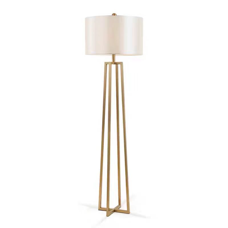 EPFL9165 Modern Luxury Floor Lamp | Gold Metal Frame with White Fabric Shade for Living Room & Hotel Decor