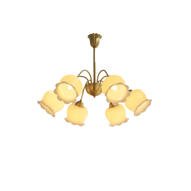 EPCL9169 Light Luxury Cream Flower Copper Chandelier Ceiling Hanging Lamp