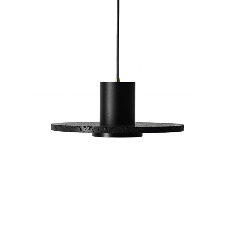 EPPL9194Modern Black Stone Pendant Light Minimalist Volcanic Stone Hanging Lamp