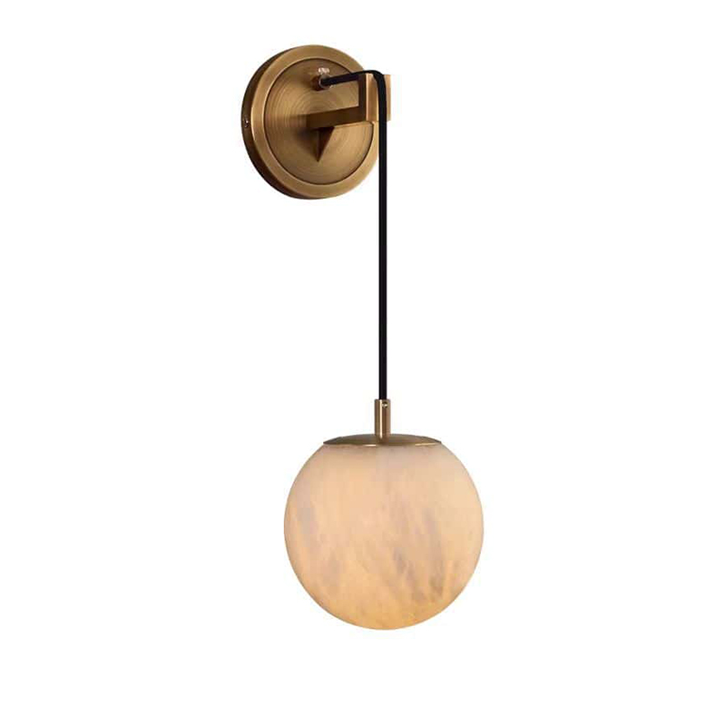 EPWL9233 Indoor Luxury Iron Marble Ball LED Wall Lamp with Natural Marble Shade