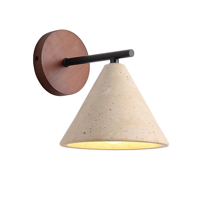 EPWL9256Natural Travertine Stone Wall Light Conical Shade Decorative Indoor Lamp