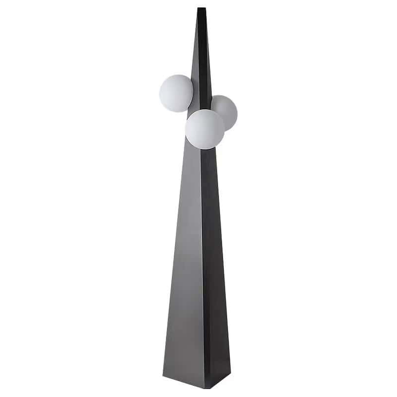 EPFL9263Geometric Obelisk Floor Lamp  Modern LED Light with Spherical Glass Globes 
