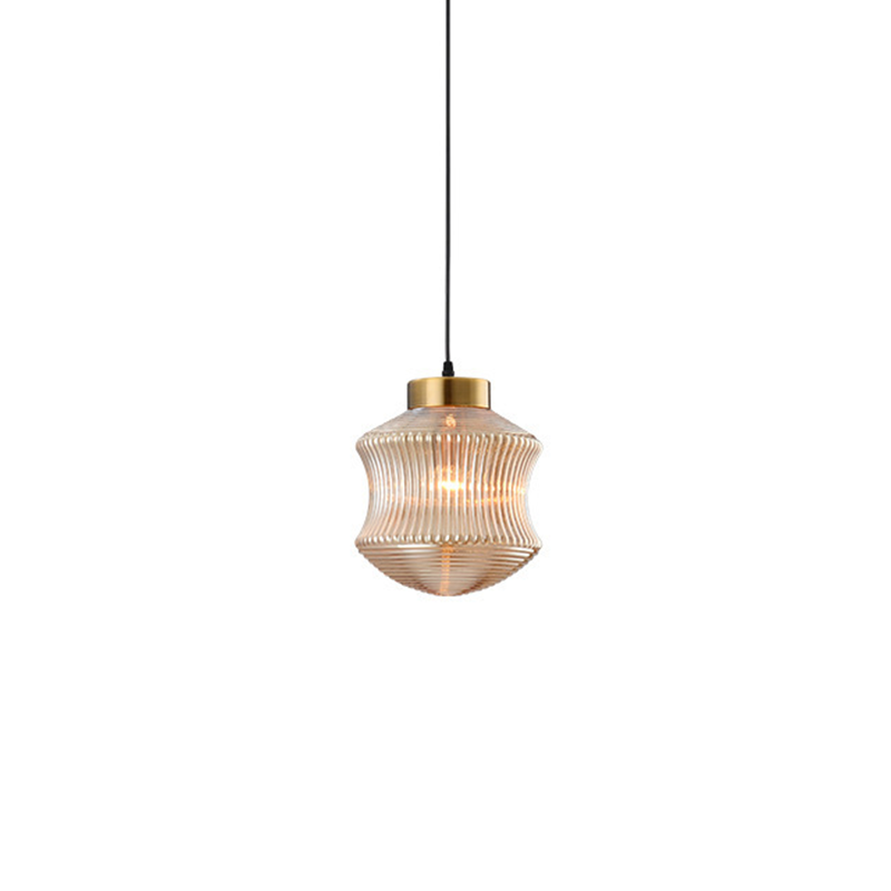 EPPL9300Modern Ribbed Glass Pendant Light Wave Shape LED Hanging Lamp