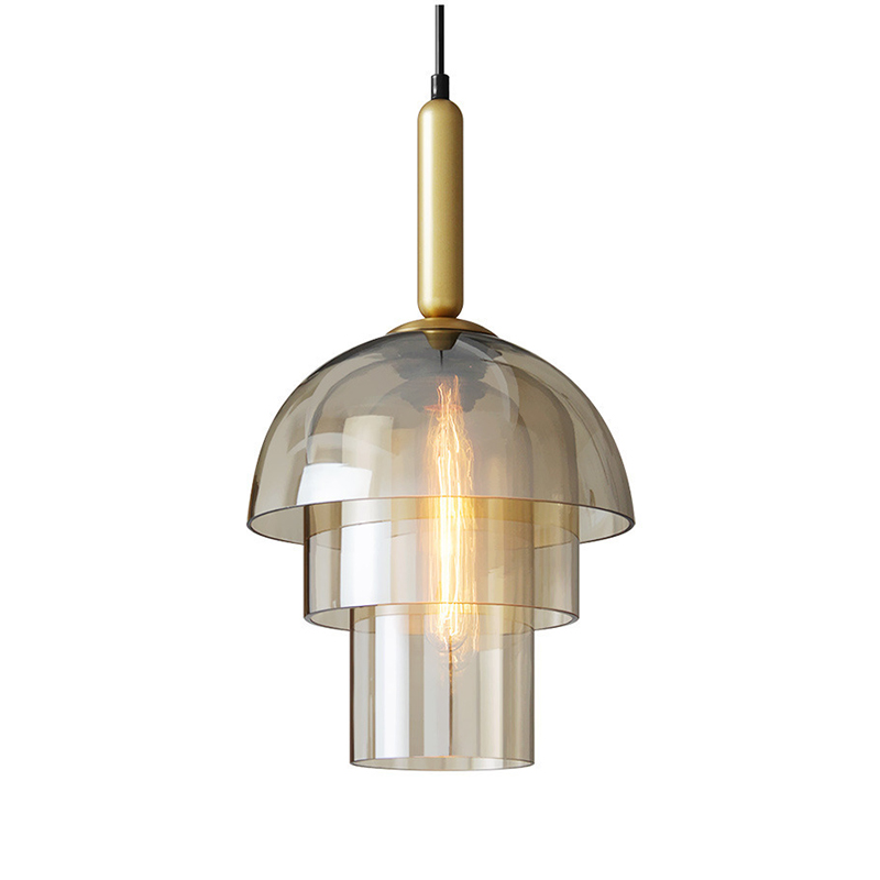 EPPL9301Modern Layered Glass Pendant Light Vintage Edison Bulb Hanging Lamp