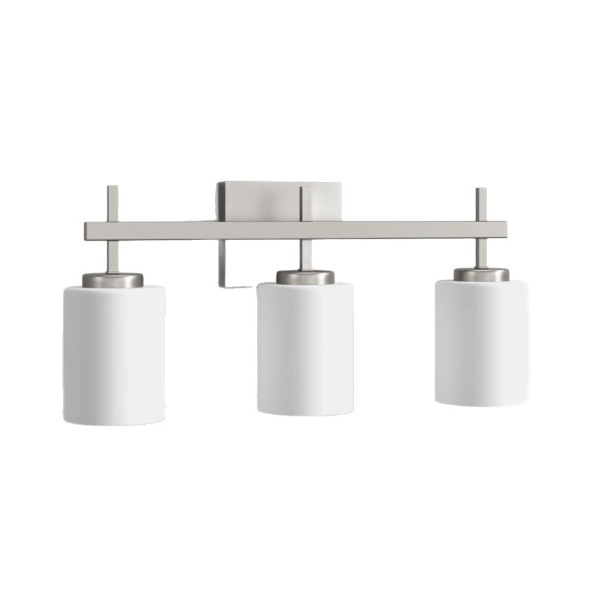 EPWL0319Modern 3 Light Wall Vanity Light Brushed Nickel Bathroom Wall Lamp with Frosted Glass Shades