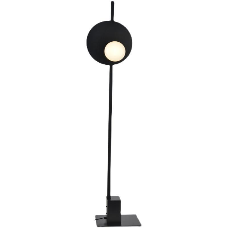 EPFL0438Minimalist Black Floor Lamp with Circular Shade