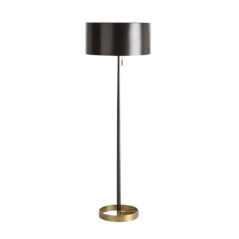 EPFL0461Modern Black and Gold Floor Lamp Metal Drum Shade