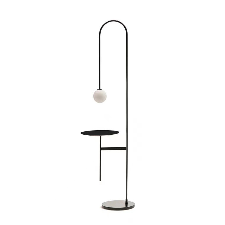 EPFL0471Modern Iron Floor Lamp with Table Minimalist LED Standing Light