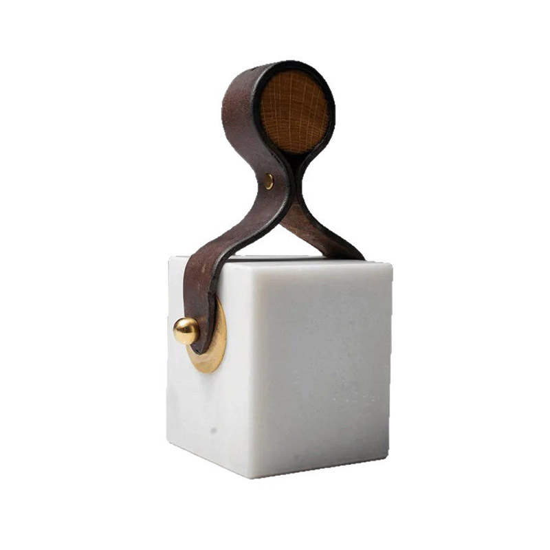 EPTL0564Alabaster Table Lamp with Leather Handle