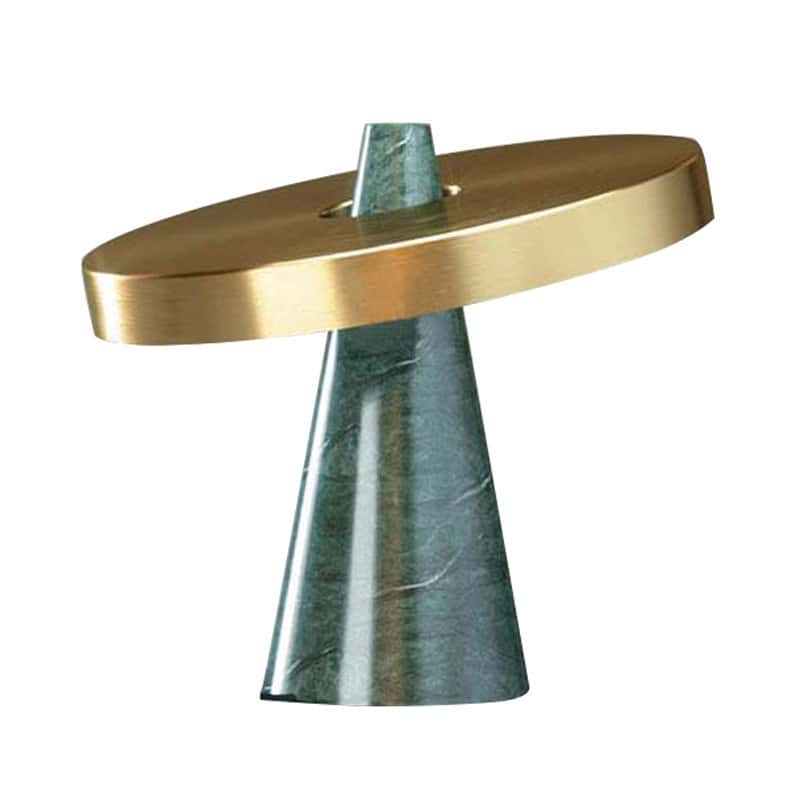 EPTL0591Elegant LED Table Lamp, Green Marble Base with Brass Cone Shade