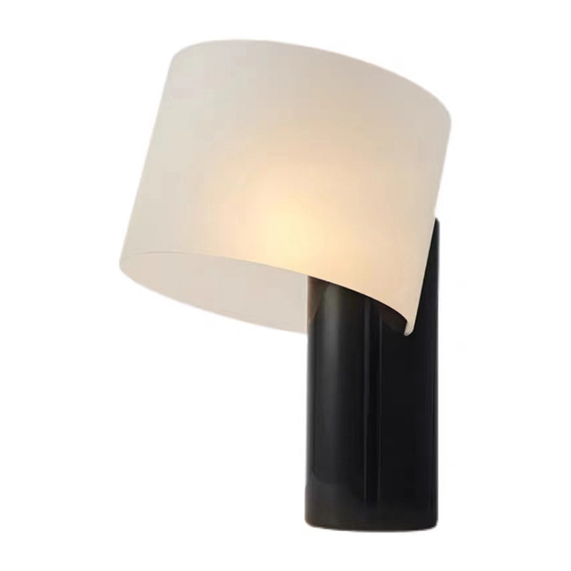 EPTL0603Modern Simple LED Table Lamp DC Powered White Acrylic Shade with Black Marble Base