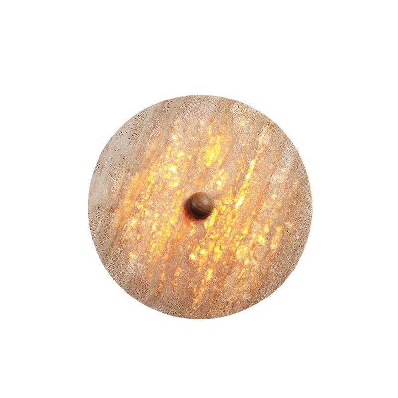 EPWL0615Luxury Travertine Wall Light Round Stone Decorative Wall Lamp