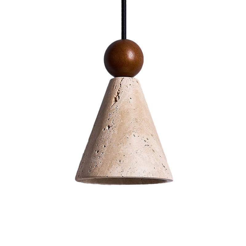 EPPL0642Modern Travertine Pendant Light Small Cone Stone Hanging Lamp