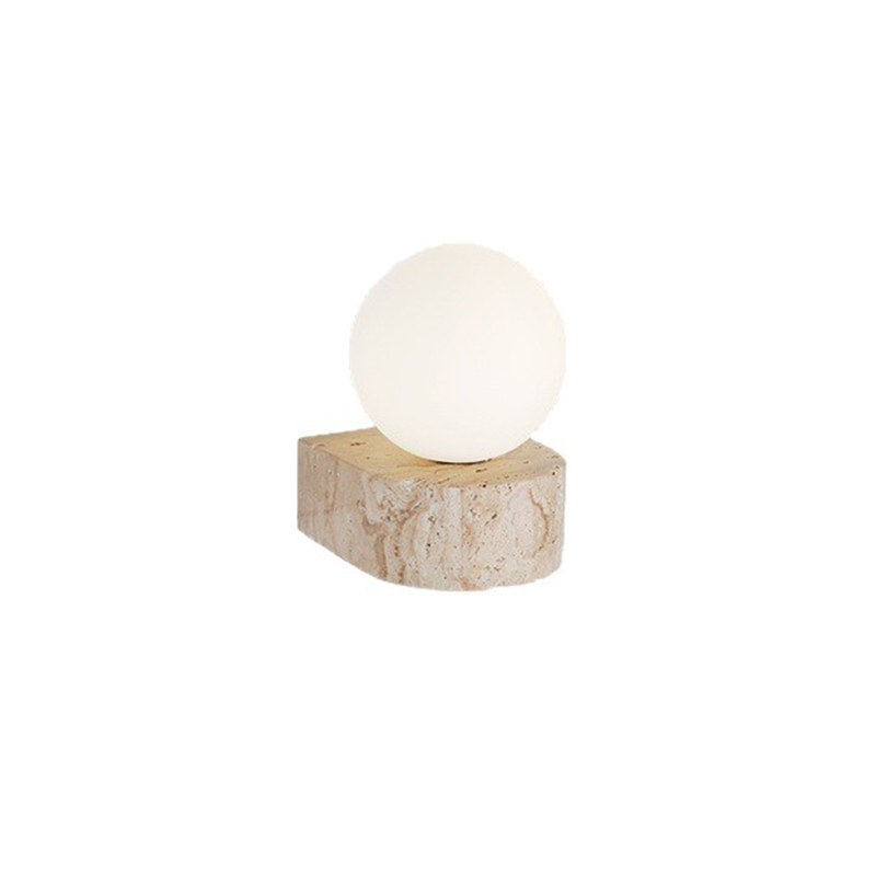 EPWL0652Natural Travertine Wall Light Modern Globe Wall Lamp Nordic Bedroom Bedside Lighting