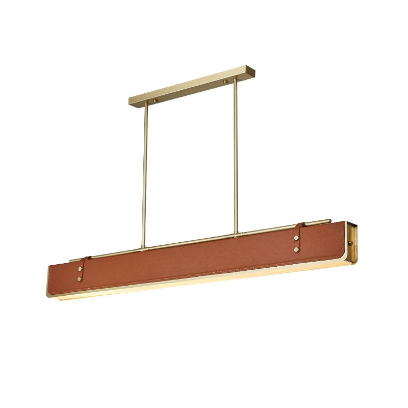 EPPL0657Modern Linear Pendant Light Leather Metal Hanging Lamp LED Dining Table Suspension Lighting